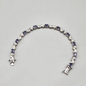 Sterling Silver Blue Cubic Zirconia Tennis Bracelet S Swirl Links Sterling Thai